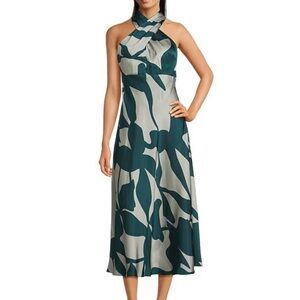 Donna Karan Halter Neck Midi Dress Green